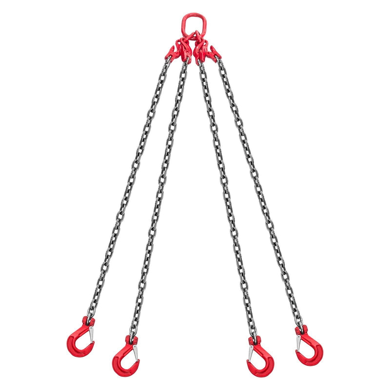 Chain Sling 10mm 3m G80 4 Leg Grab Hooks 10.4 Ton Capacity