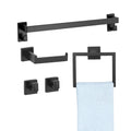 Matte Black Bathroom Hardware Set, 5 Pieces Stainless Steel Bathroom Accessories Set, 24-inch Towel Bar, Towel Rack, 2 Robe Towel Hooks, Toilet Paper Holder, for Bath Room, Wall Mounted