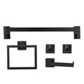 Matte Black Bathroom Hardware Set, 5 Pieces Stainless Steel Bathroom Accessories Set, 24-inch Towel Bar, Towel Rack, 2 Robe Towel Hooks, Toilet Paper Holder, for Bath Room, Wall Mounted
