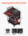 5-Tier Tool Cart 400lbs Capacity 2 Drawers Pegboard Black