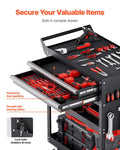 5-Tier Tool Cart 400lbs Capacity 2 Drawers Pegboard Black