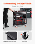 5-Tier Tool Cart 400lbs Capacity 2 Drawers Pegboard Black