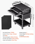 5-Tier Tool Cart 400lbs Capacity 2 Drawers Pegboard Black