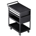 5-Tier Tool Cart 400lbs Capacity 2 Drawers Pegboard Black