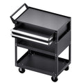 5-Tier Tool Cart 400lbs Capacity 2 Drawers Pegboard Black