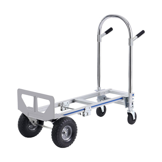 Aluminum Hand Truck, 2 in 1, 363 kg Max Load Capacity, Heavy Duty Industrial Convertible Folding Hand Truck and Dolly, Utility Cart Converts from Hand Truck to Platform Cart with Rubber Wheels