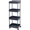 4-Tier Kitchen Rolling Cart Black with Handle Utility Basket