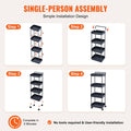 4-Tier Kitchen Rolling Cart Black with Handle Utility Basket