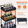 4-Tier Kitchen Rolling Cart Black with Handle Utility Basket