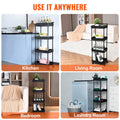 4-Tier Kitchen Rolling Cart Black with Handle Utility Basket