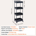 4-Tier Kitchen Rolling Cart Black with Handle Utility Basket