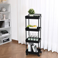4-Tier Kitchen Rolling Cart Black with Handle Utility Basket
