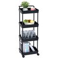 4-Tier Kitchen Rolling Cart Black with Handle Utility Basket