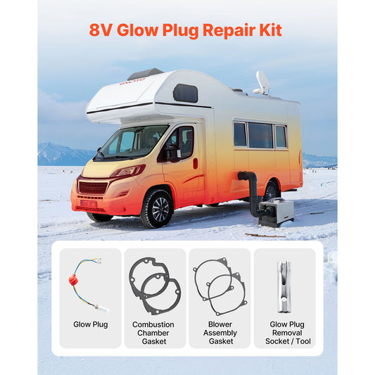 8V Glow Plug Repair Kit, Glow Plug Heater Repair Parking Heater Maintenance Kit with Atomization Mesh, Compatible with 2KW 5KW 8KW Diesel Air Heaters Models, Diesel Heaters Parts for Car Truck