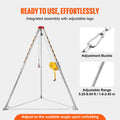 Confined Space Tripod Kit, 2600 lbs Winch, Confined Space Tripod 8' Legs and 98' Cable, Confined Space Rescue Tripod 32.8' Fall Protection, Harness, Storage Bag for Traditional Confined Spaces