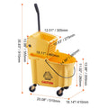 Mop Bucket with Wringer, 26 Qt. Commercial Mop Bucket with Side Press Wringer, Side-Press Mop Bucket and Wringer Combo on Wheels, for Professional/Industrial/Business Floor Cleaning, Yellow