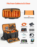 Rolling DJ Cable Bag 1680D Padded Gig Bag 6 Dividers Wheels