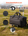 Rolling DJ Cable Bag 1680D Padded Gig Bag 6 Dividers Wheels