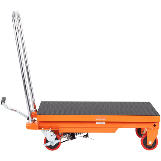 Hydraulic Lift Table Cart 500lbs 28.5" Height 4 Wheels Orange
