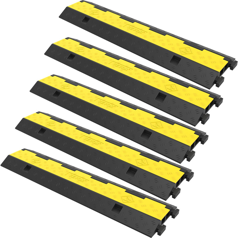 Cable Protector Ramp 5 Pack 2 Channel Rubber Speed Bump 11000 LBS