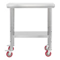 Stainless Steel Table 60x76cm Food Prep Worktable Wheels Undershelf