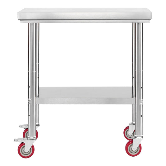 Stainless Steel Table 60x76cm Food Prep Worktable Wheels Undershelf