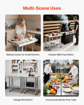 Stainless Steel Table 60x76cm Food Prep Worktable Wheels Undershelf