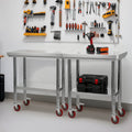 Stainless Steel Table 60x76cm Food Prep Worktable Wheels Undershelf