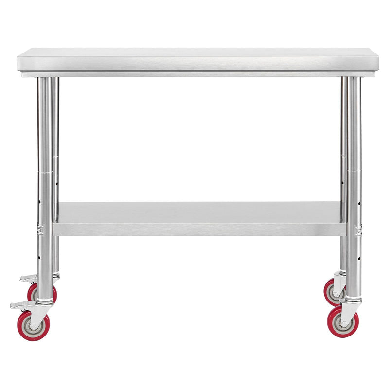 Stainless Steel Table 60x90cm Food Prep Worktable Wheels