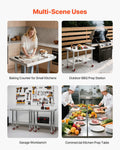 Stainless Steel Table 60x90cm Food Prep Worktable Wheels