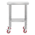 Stainless Steel Work Table 61x45cm Wheels Adjustable Shelf