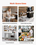 Stainless Steel Work Table 61x45cm Wheels Adjustable Shelf