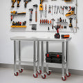 Stainless Steel Work Table 61x45cm Wheels Adjustable Shelf