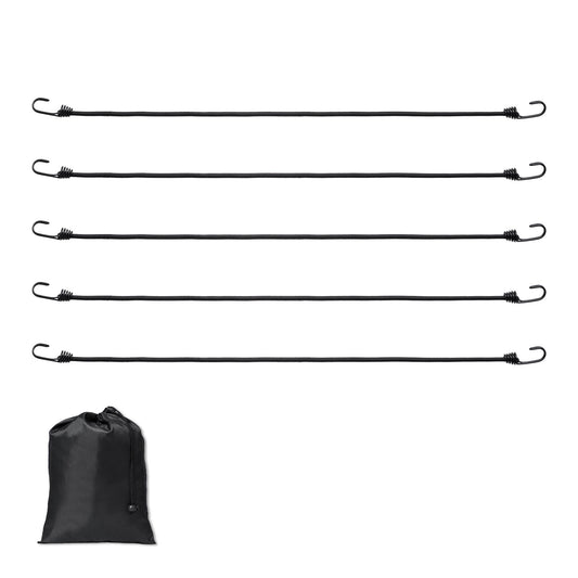 12 Pcs Bungee Cords with Hooks 32 In Heavy Duty Bungee Straps 8 mm Black
