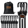 12pc Bungee Cords 32in Hooks Heavy Duty 8mm Black Straps