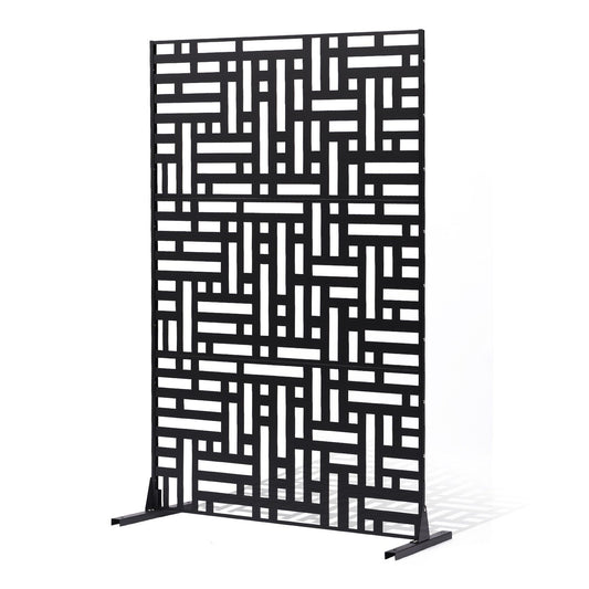 Metal Privacy Screen 3-Panel 120x193cm Black Outdoor Divider