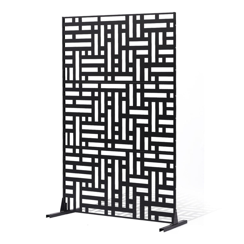 Metal Privacy Screen 3-Panel 120x193cm Black Outdoor Divider