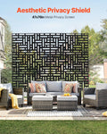 Metal Privacy Screen 3-Panel 120x193cm Black Outdoor Divider