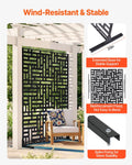 Metal Privacy Screen 3-Panel 120x193cm Black Outdoor Divider