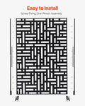 Metal Privacy Screen 3-Panel 120x193cm Black Outdoor Divider