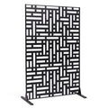 Metal Privacy Screen 3-Panel 120x193cm Black Outdoor Divider