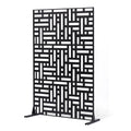 Metal Privacy Screen 3-Panel 120x193cm Black Outdoor Divider
