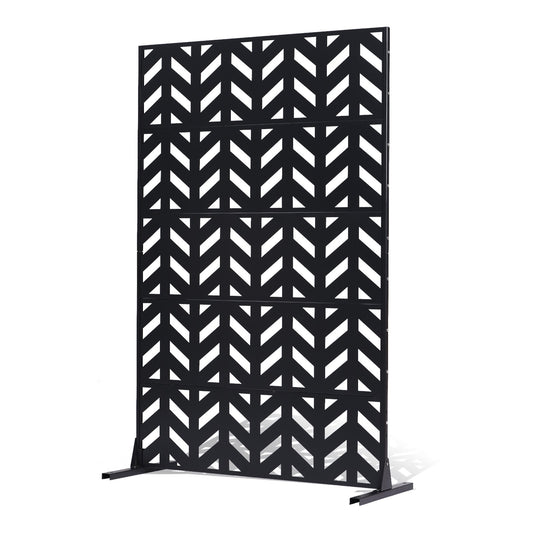Metal Privacy Screen 5-Panel 47"W x 72"H Black Outdoor Divider