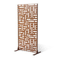 Metal Privacy Screen 3-Panel 120x193cm Freestanding Outdoor Brown
