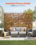Metal Privacy Screen 3-Panel 120x193cm Freestanding Outdoor Brown