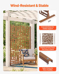 Metal Privacy Screen 3-Panel 120x193cm Freestanding Outdoor Brown