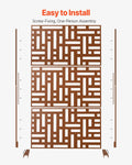 Metal Privacy Screen 3-Panel 120x193cm Freestanding Outdoor Brown
