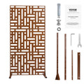 Metal Privacy Screen 3-Panel 120x193cm Freestanding Outdoor Brown
