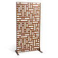Metal Privacy Screen 3-Panel 120x193cm Freestanding Outdoor Brown