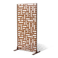 Metal Privacy Screen 3-Panel 120x193cm Freestanding Outdoor Brown